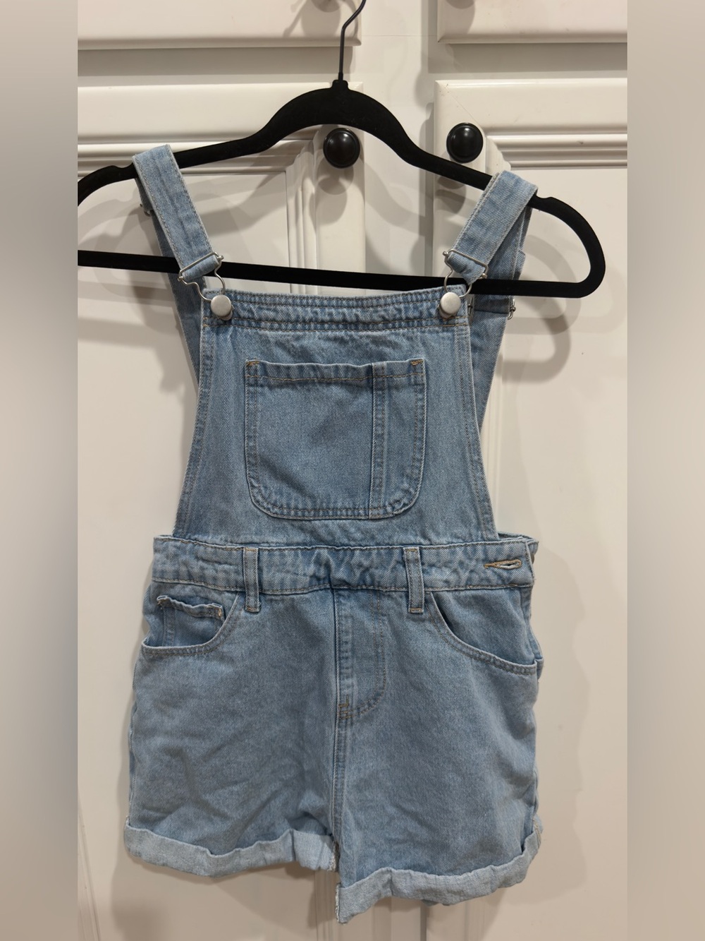 Light Wash Denim Women's Short Overalls